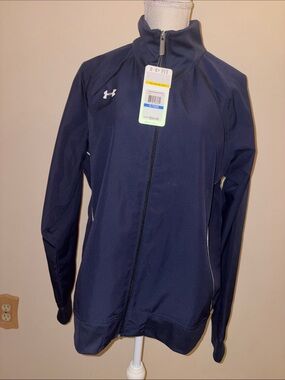 Under Armour Dark Navy Full Zip Track Jacket with White Logo
